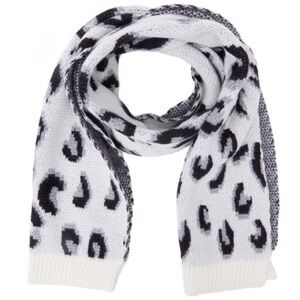 Virginia Wolf Leopard Scarf in White Leopard Print, Approx 67" L x 15" H x .1" W